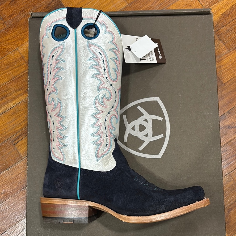 Ariat Black and White Heeled Boots Western Style